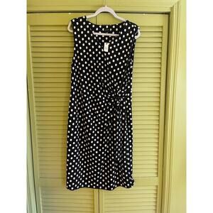 Talbots Polka Dots Ruched Midi Dress Black & White Woman’s Size XL - Gently Used